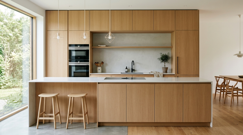 European Kitchen Cabinets: The Trendiest Choice for Modern Homes European kitchen cabinet design features streamlined, flat-panel oak cabinetry