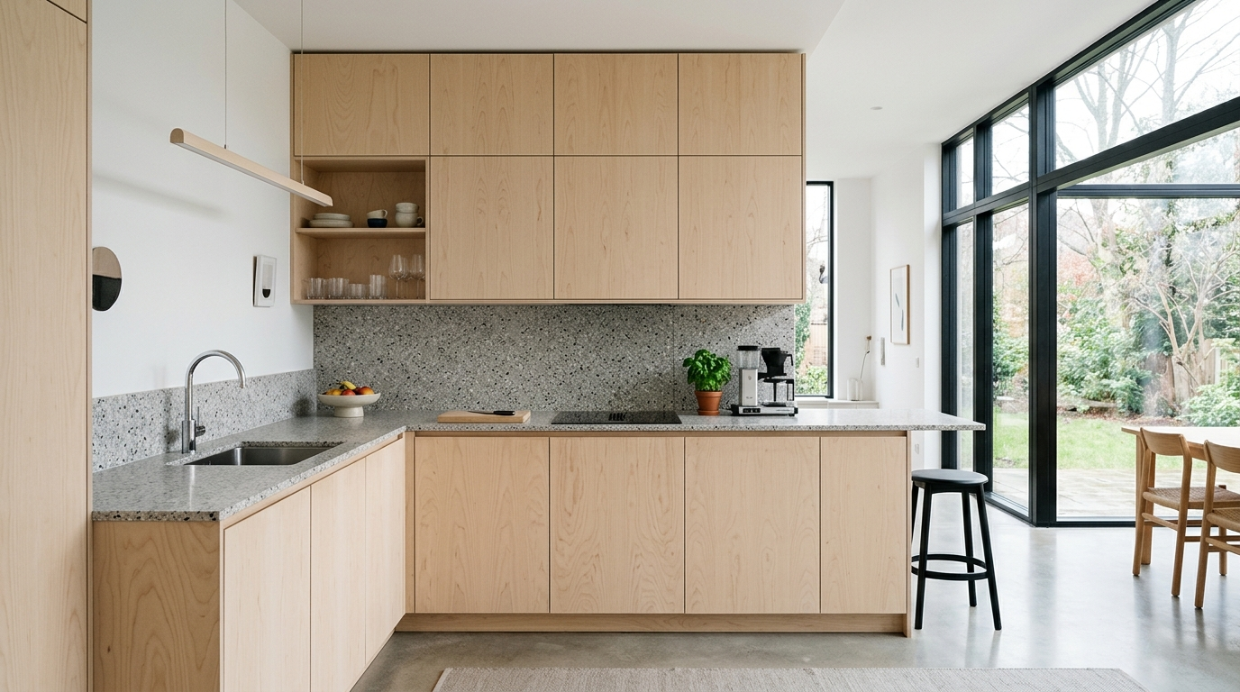 Frameless Kitchen Cabinets Scandinavian frameless kitchen cabinets with light birch full-access design