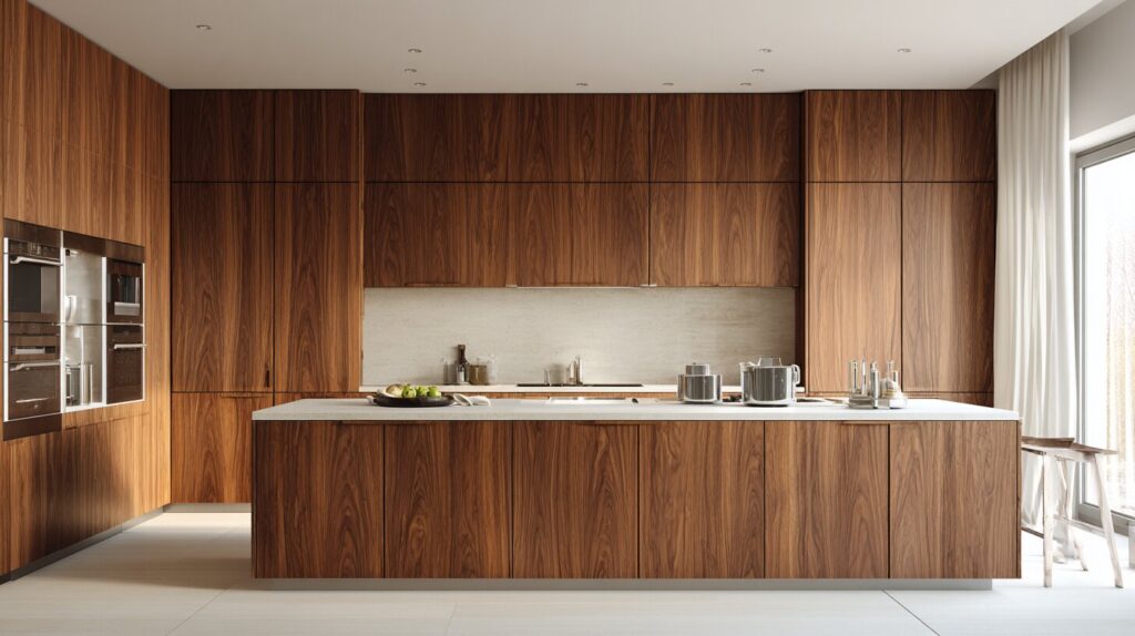 Flat Panel Walnut Kitchen Cabinets for Modern Kitchens Modern Flat Panel Walnut Frameless Kitchen Cabinets