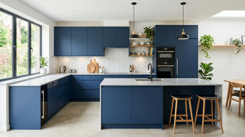 Blue Kitchen Cabinets Cutsom modern blue kitchen cabinet, a clean and crisp design.