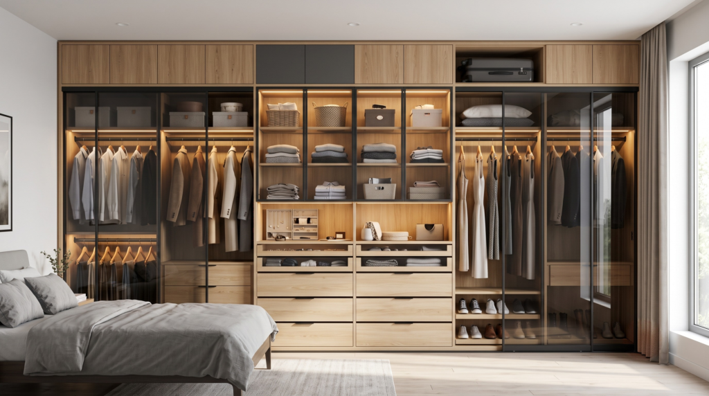 Armoire vs Wardrobe: What Is the Difference and Which Should You Choose? Built-in wardrobe with spacious storage and modern closet design