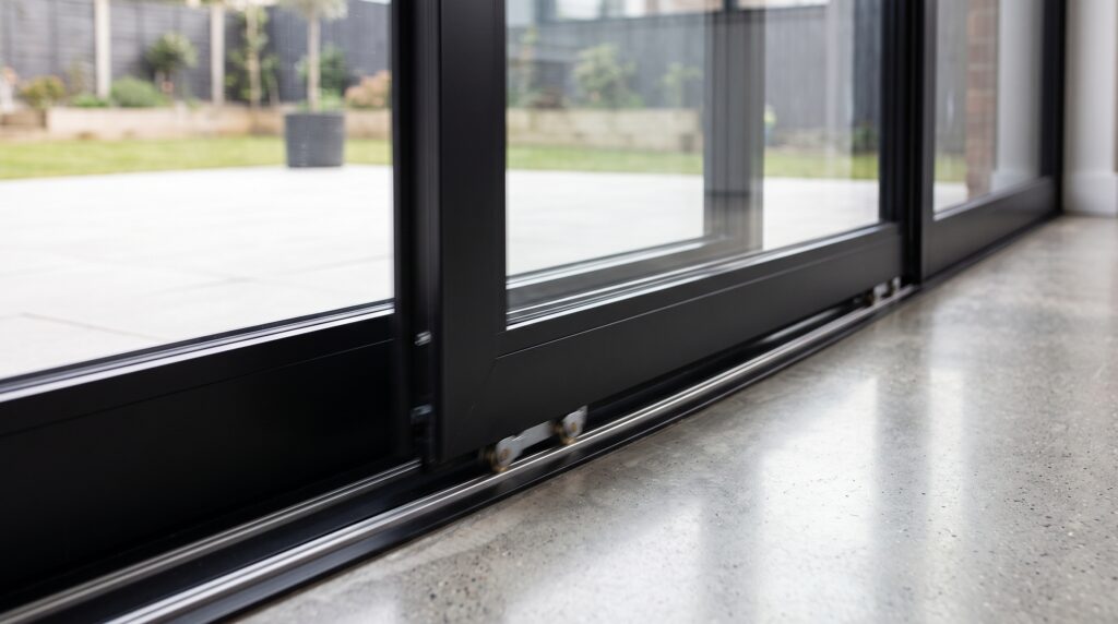 Casement vs Sliding Windows Which Is Better for Your Project Close-up of a horizontal sliding window panel moving smoothly along bottom roller tracks in a modern home