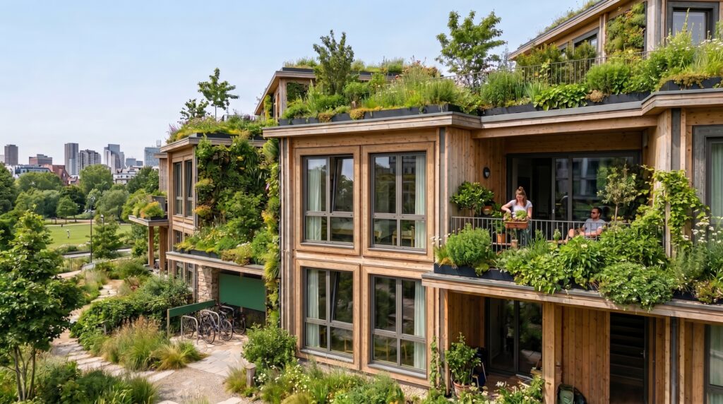 PVC vs Aluminum Windows Which Frame Is Better for Your Project Sustainable eco-friendly building concept with recyclable window frame profiles and green architecture background