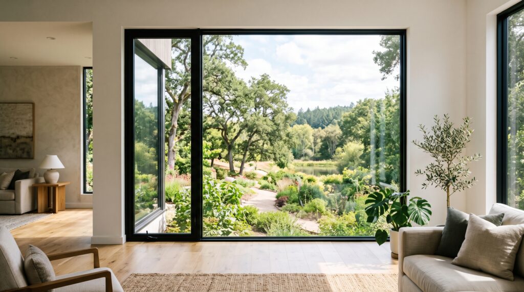 PVC vs Aluminum Windows Which Frame Is Better for Your Project Ultra-slim sightline black aluminum picture window offering expansive glass area and abundant natural light