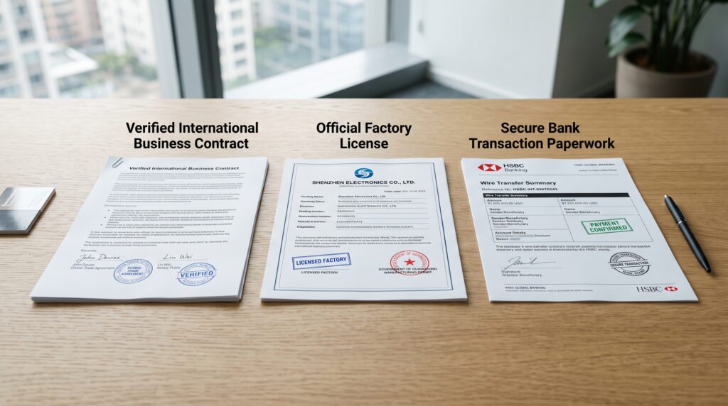 How to Buy Windows From China Complete Guide for Project Buyers Verified international business contract, official factory licenses, and secure bank transaction paperwork