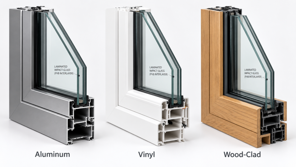 25 Florida Window Manufacturers to Compare in 2026 Comparison of aluminum, vinyl and wood-clad impact window frame materials for Florida homes.